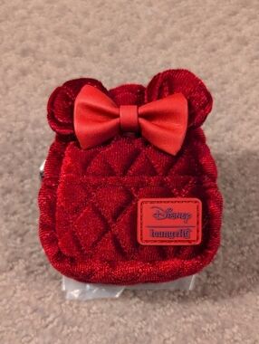 Loungefly Red Quilted Minnie Mouse Velvet Mini Bag Keychain